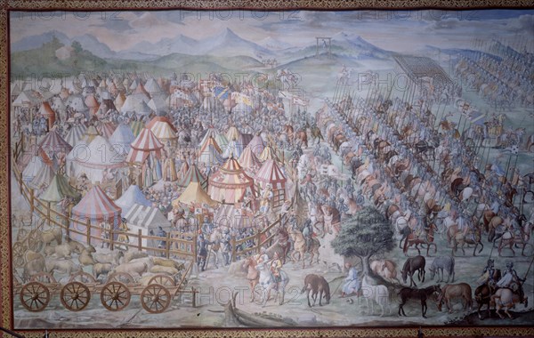 GRANELLO/TAVARON/CASTELLO/CAMBIASSO
DET- BATALLA DE HIGUERUELA (1431) - PINTURA AL FRESCO 1585 - SALA DE BATALLAS-  DESPUES DE RESTAURAR
SAN LORENZO DEL ESCORIAL, MONASTERIO-INTERIOR
MADRID

This image is not downloadable. Contact us for the high res.