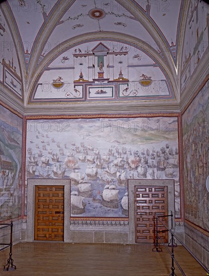 GRANELLO/TAVARON/CASTELLO/CAMBIASSO
BATALLA NAVAL EN LAS AZORES (1571)- CONQUISTA DE LA TERCERA ISLA- PINTURA AL FRESCO 1585- RESTAURADA
SAN LORENZO DEL ESCORIAL, MONASTERIO-INTERIOR
MADRID