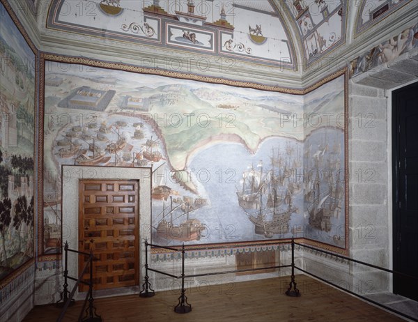 GRANELLO/TAVARON/CASTELLO/CAMBIASSO
BATALLA NAVAL EN LAS AZORES (1571)- CONQUISTA DE LA TERCERA ISLA- PINTURA AL FRESCO 1585- RESTAURADA
SAN LORENZO DEL ESCORIAL, MONASTERIO-INTERIOR
MADRID