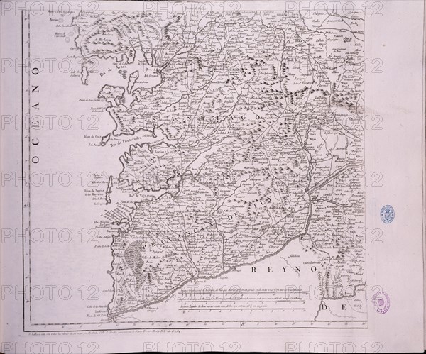 LOPEZ TOMAS 1730/1802
MAPA DEL REINO DE GALICIA DEDICADO A JOSE MOÑINO CONDE DE FLORIDABLANCA -  1784 - (3ª PARTE)
MADRID, BIBLIOTECA NACIONAL MAPAS
MADRID
