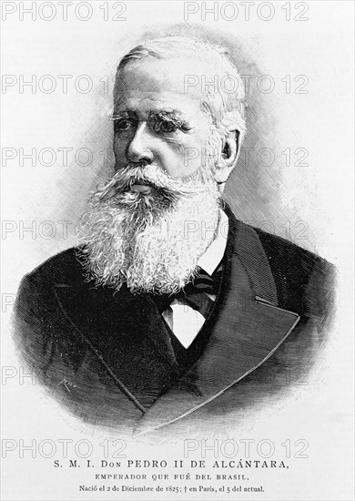 GRABADO DE DON PEDRO II DE ALCANTARA ULTIMO EMPERADOR DE BRASIL - S XIX
MADRID, BIBLIOTECA NACIONAL
MADRID