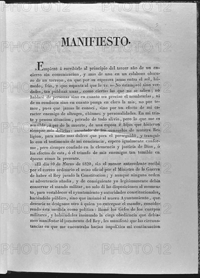 SOMBIELA JOSE ANTONIO
MANIFIESTO QUE ESCRIBIO EN UN CALABOZO EL GRAL DON FRANCISCO JAVIER ELIO - 1823

This image is not downloadable. Contact us for the high res.