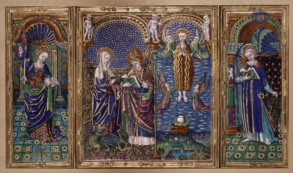 ESMALTE DE LIMOGES-TRIPTICO DE STA MARTA CON S LAZARO STA MAGDALENA STA GENOVEVA Y S LORENZO-1500
PARIS, MUSEO LOUVRE-INTERIOR
FRANCIA