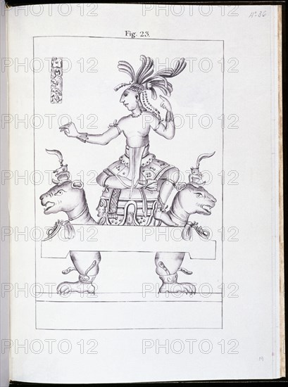 ALMENDARIZ
DIBUJO- BAJORRELIEVE DEL TEMPLO DEL JAGUAR O DEL HERMOSO RELIEVE - PALENQUE - 1789
MADRID, PALACIO REAL-BIBLIOTECA
MADRID

This image is not downloadable. Contact us for the high res.