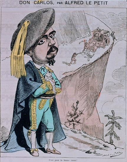 CARICATURA DE DON CARLOS PRETENDIENTE AL TRONO ESPAÑOL - 1873
