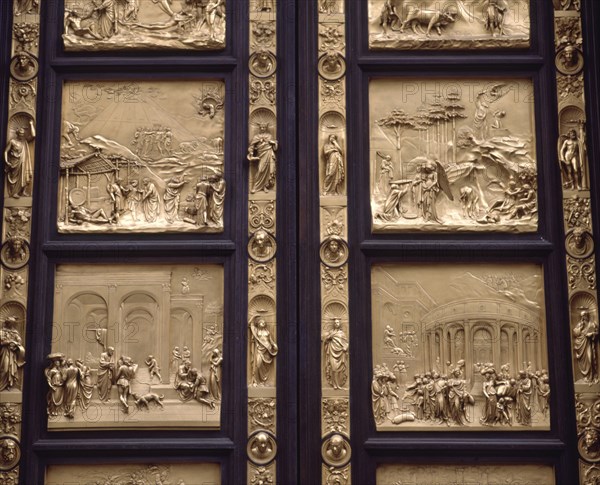 GHIBERTI LORENZO 1378-1455
PUERTAS DEL PARAISO - DETALLE - (1402-1424) - SEGUNDAS PUERTAS DE BRONCE - RENACIMIENTO ITALIANO
FLORENCIA, BAPTISTERIO
ITALIA