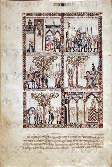 ALFONSO X EL SABIO 1221/84
MTI1-CANTIGA STA MARIA Nº13-F21V-LA VIRGEN SALVA A UN LADRON DEVOTO DE MORIR AHORCADO-S XIII
SAN LORENZO DEL ESCORIAL, MONASTERIO-BIBLIOTECA
MADRID

This image is not downloadable. Contact us for the high res.