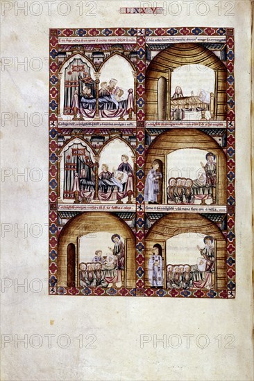 ALFONSO X EL SABIO 1221/84
MTI1-CANTIGA STA MARIA Nº75-F111V-EL RICO Y EL POBRE A LA HORA DE LA MUERTE-MINIATURA S XIII
SAN LORENZO DEL ESCORIAL, MONASTERIO-BIBLIOTECA
MADRID