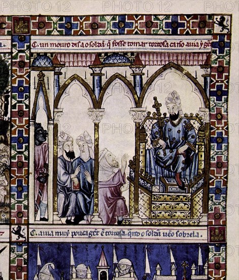 ALFONSO X EL SABIO 1221/84
D-MTI1-CANTIGA STA MARIA Nº165-F221V-B-SULTAN DE BOUDOUAR, DE EGIPTO Y LAPA CON SU CORTE-S XIII
SAN LORENZO DEL ESCORIAL, MONASTERIO-BIBLIOTECA
MADRID