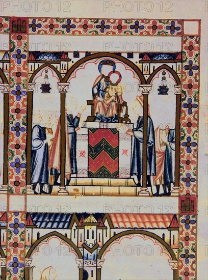 ALFONSO X EL SABIO 1221/84
D-MS.B.R.20- CANTIGA STA MARIA-Nº 239-F23-B-UN HOMBRE DE MURCIA JURA FALSAMENTE SOBRE EL ALTAR
FLORENCIA, BIBLIOTECA NACIONAL
ITALIA

This image is not downloadable. Contact us for the high res.