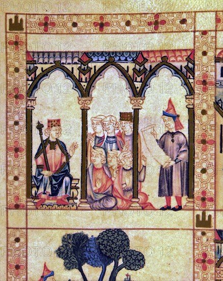 ALFONSO X EL SABIO 1221/84
D-MS.B.R.20-CANTIGA STA MARIA-Nº363-F77V-TROVADOR DE ESCARNIO EN LA CORTE DEL CONDE DE MONTFORT
FLORENCIA, BIBLIOTECA NACIONAL
ITALIA