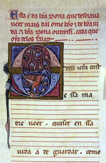 ALFONSO X EL SABIO 1221/84
D-MS.B.R.20- CANTIGA STA MARIA-F44V-LETRA CAPITULAR-LETRA O-MINIATURA GOTICA S XIII
FLORENCIA, BIBLIOTECA NACIONAL
ITALIA