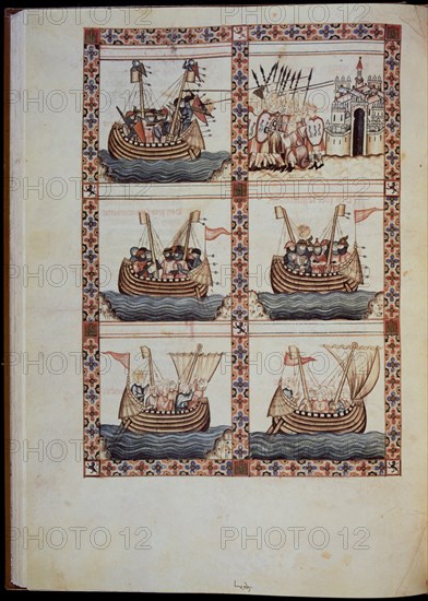 ALFONSO X EL SABIO 1221/84
MS B.R.20- CANTIGA STA MARIA Nº271-F59V-VIRGEN PROTEGE NAVE CRISTIANA ATACADA POR LOS MOROS
FLORENCIA, BIBLIOTECA NACIONAL
ITALIA