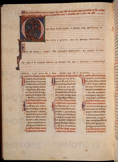 ALFONSO X EL SABIO 1221/84
MS B.R.20- CANTIGA STA MARIA Nº213-F112V-TEXTO-ESTROFA EN VERSO GALAICO PORTUGUES- S XIII
FLORENCIA, BIBLIOTECA NACIONAL
ITALIA

This image is not downloadable. Contact us for the high res.