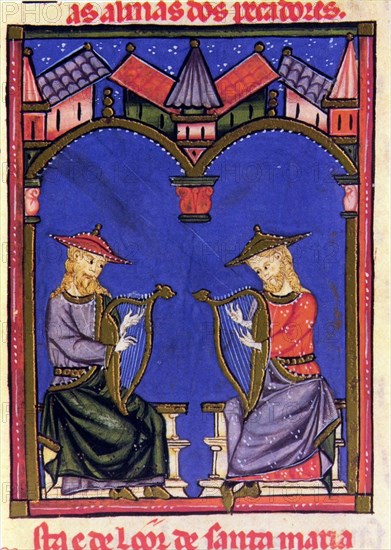 ALFONSO X EL SABIO 1221/84
D-M.B.I.2-CANTIGA DE STA MARIA Nº380-F341R-CODICE DE LOS MUSICOS-ARPAS ROMANICAS-MINIATURA S XIII
SAN LORENZO DEL ESCORIAL, MONASTERIO-BIBLIOTECA
MADRID
