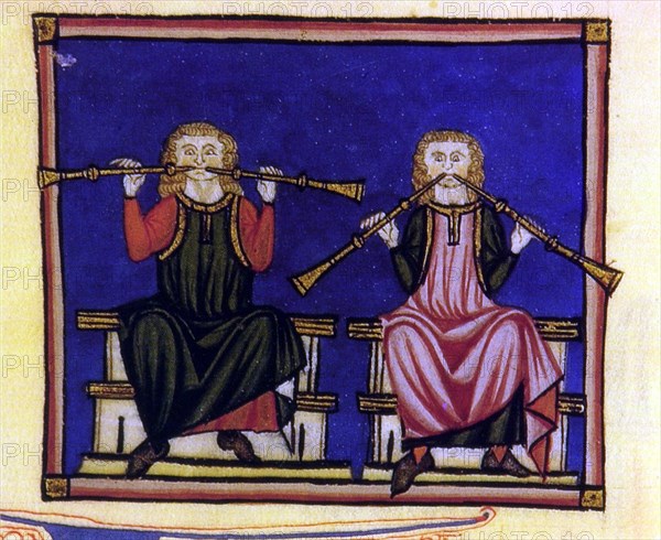 ALFONSO X EL SABIO 1221/84
D-M.B.I.2-CANTIGA DE STA MARIA-Nº360-F323V-CODICE DE LOS MUSICOS-TROMPETAS PEQUEÑAS-S XIII
SAN LORENZO DEL ESCORIAL, MONASTERIO-BIBLIOTECA
MADRID

This image is not downloadable. Contact us for the high res.