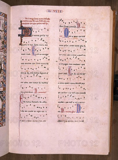 ALFONSO X EL SABIO 1221/84
MTI1-CANTIGA STA MARIA Nº58-F85R-PENTAGRAMA MUSICAL-ESTROFA EN VERSO GALAICO PORTUGUES-S XIII
SAN LORENZO DEL ESCORIAL, MONASTERIO-BIBLIOTECA
MADRID

This image is not downloadable. Contact us for the high res.