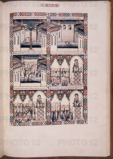 ALFONSO X EL SABIO 1221/84
MTI1-CANTIGA STA MARIA Nº133-F188R-LA VIRGEN RESUCITA EN ELCHE A MOZA AHOGADA EN LA ACEQUIA
SAN LORENZO DEL ESCORIAL, MONASTERIO-BIBLIOTECA
MADRID