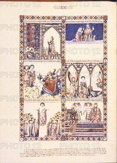 ALFONSO X EL SABIO 1221/84
MTI1-CANTIGA STA MARIA Nº20-F32V-LOOR A LA VIRGEN POR CUANTAS MERCEDES NOS HACE-MINIATURA GOTICA
SAN LORENZO DEL ESCORIAL, MONASTERIO-BIBLIOTECA
MADRID

This image is not downloadable. Contact us for the high res.