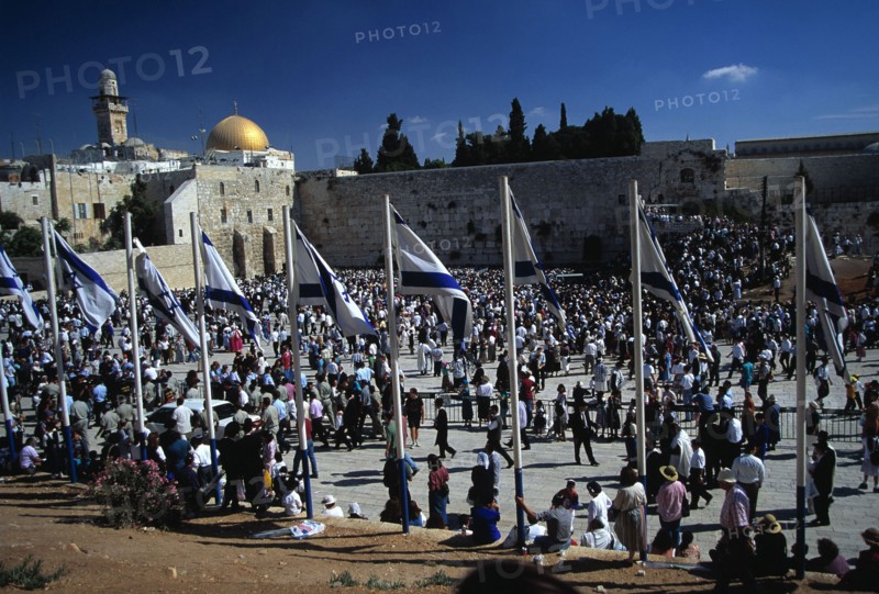 Yom Kippur, the Jewish Day of Atonement celebrated at the Western Wall in Jerusalem