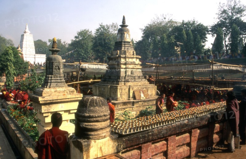 Offerings during the Great Prayer Festival 'Monlam' at Bodhgaya, India