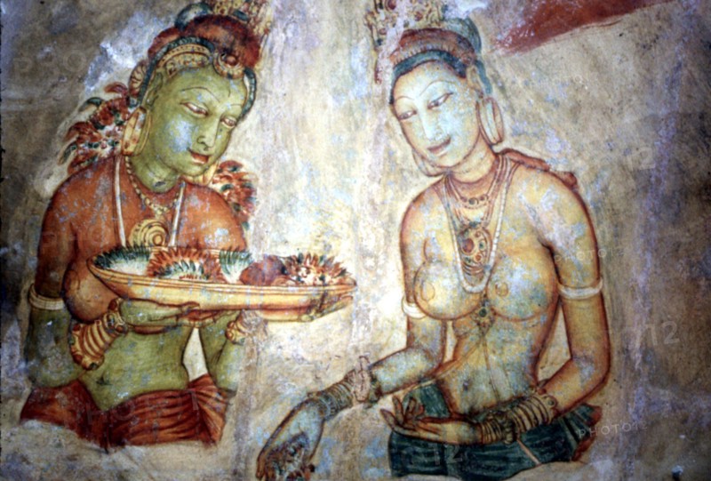 Fresque représentant les "demoiselles de Sigiriya", Sri Lanka (5e siècle)