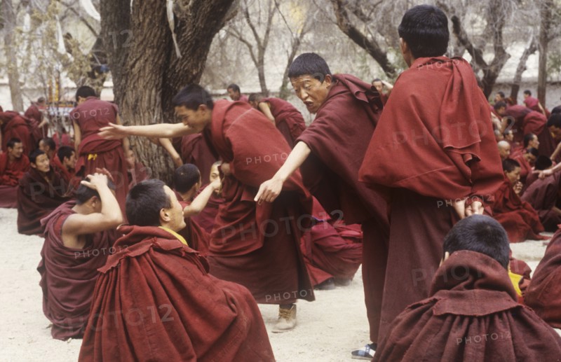 Vigorous debating is a tradition in many Tibetan monastries