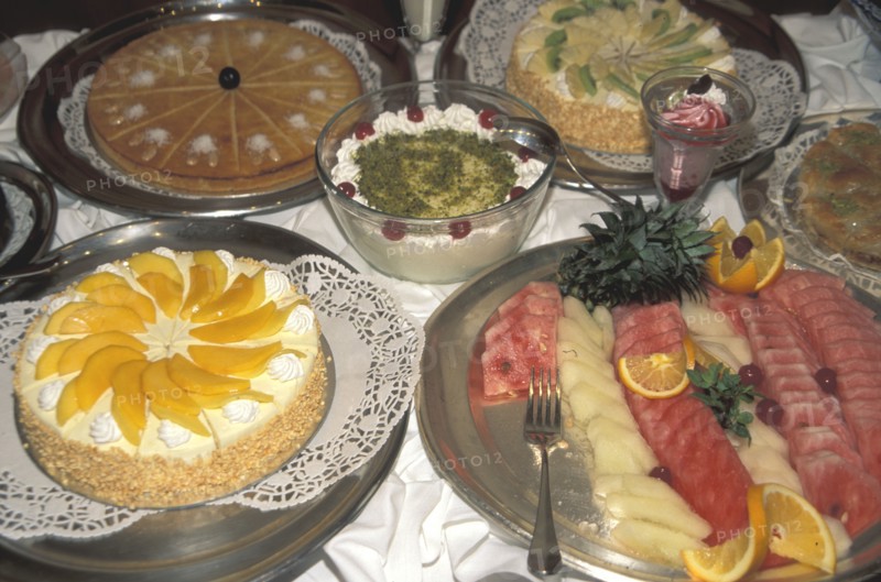 Lavish iftar break-fast sweets served in an Arab hotel