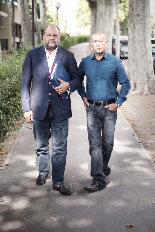 Loïc Sécher et son avocat Eric Dupond-Moretti