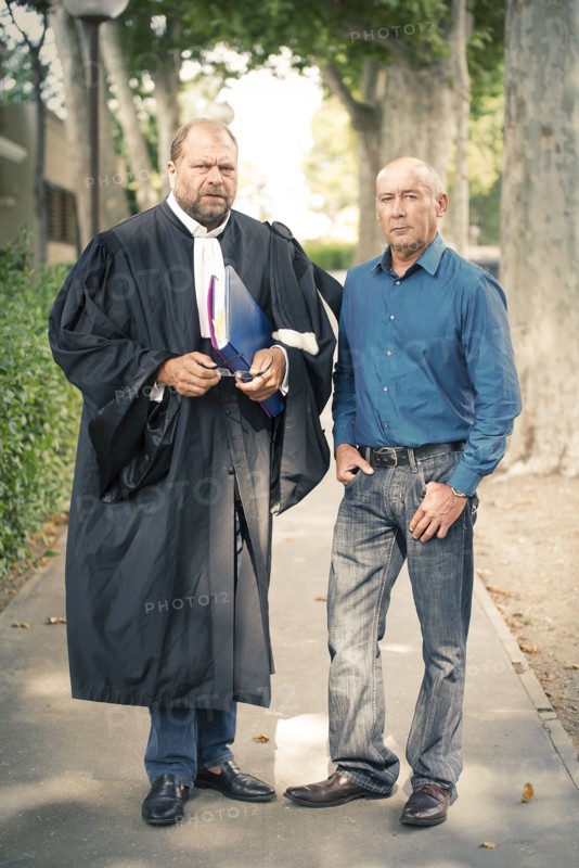 Loïc Sécher et son avocat Eric Dupond-Moretti
