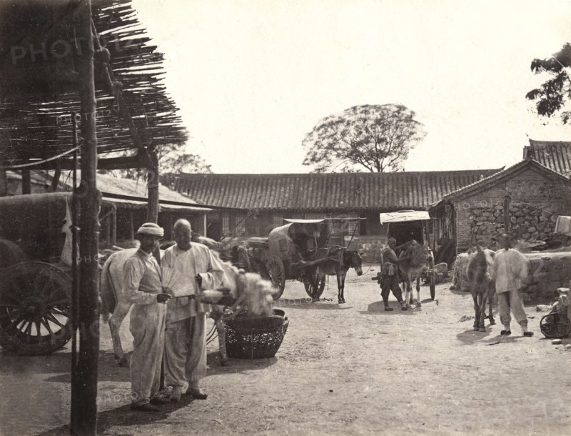 China, European merchant (or government official) in a factory