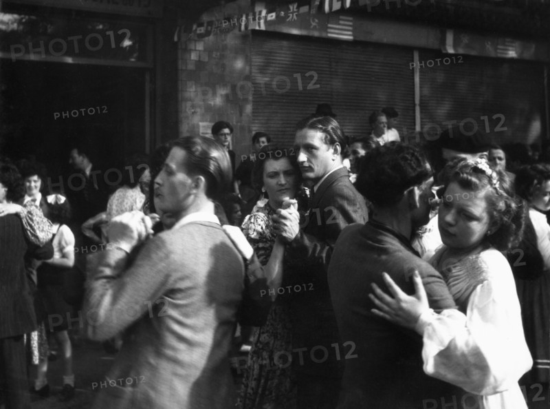 Popular ball in a street of Paris during the Liberation  (August 1944)