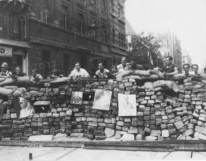 A barricade on the Boulevard Saint-Germain in Paris, during the Liberation (August 1944)