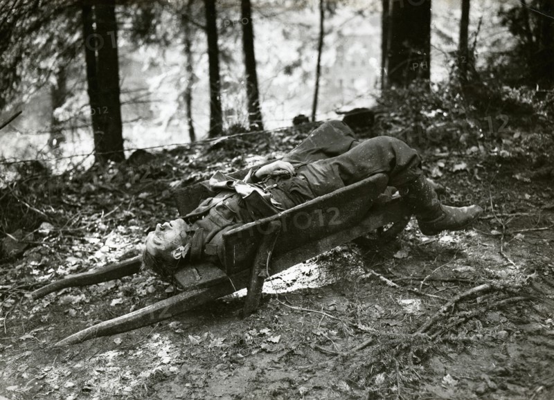Soldat américain de l'armée de Patton, blessé sur le front