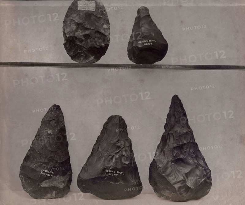 Flint daggers and implement, British Museum