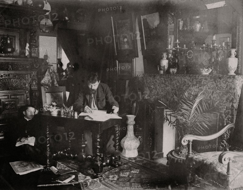 Gustave Fraipont dans son atelier
