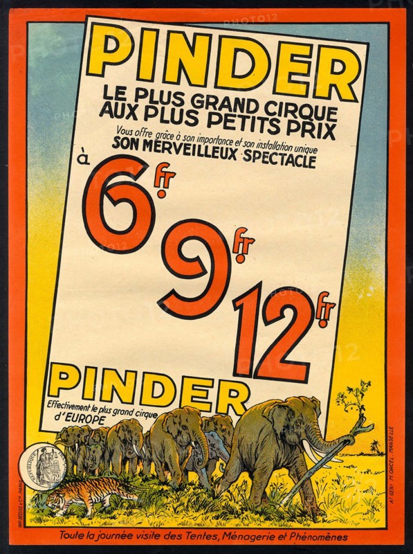 Affiche pour le cirque Pinder