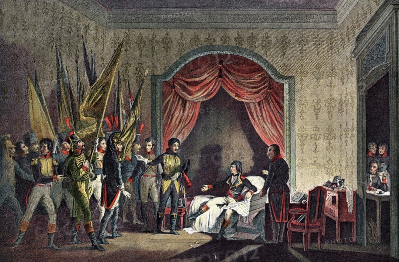 Bonaparte is given the standards from the Italian army in Millesimo, 1796
