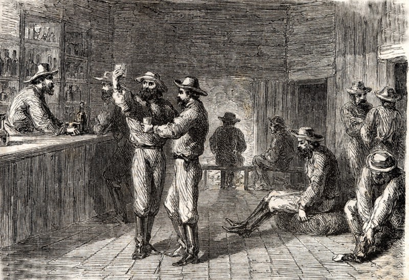 Gold-diggers in a tavern, 1866