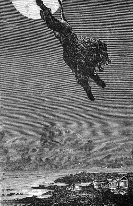 The lion of Nemea being killed by Heracles