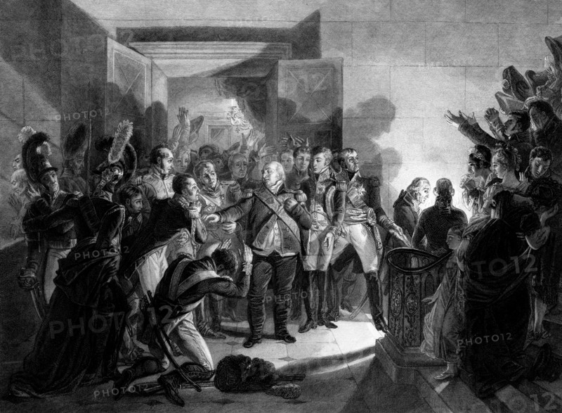 Louis XVIII leaving the Tuileries Palace on March 19, 1815