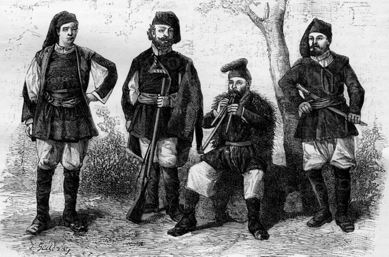 Sardinian men wearing traditional costumes