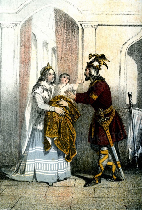 King Clovis, Queen Clotilde and one of their children
