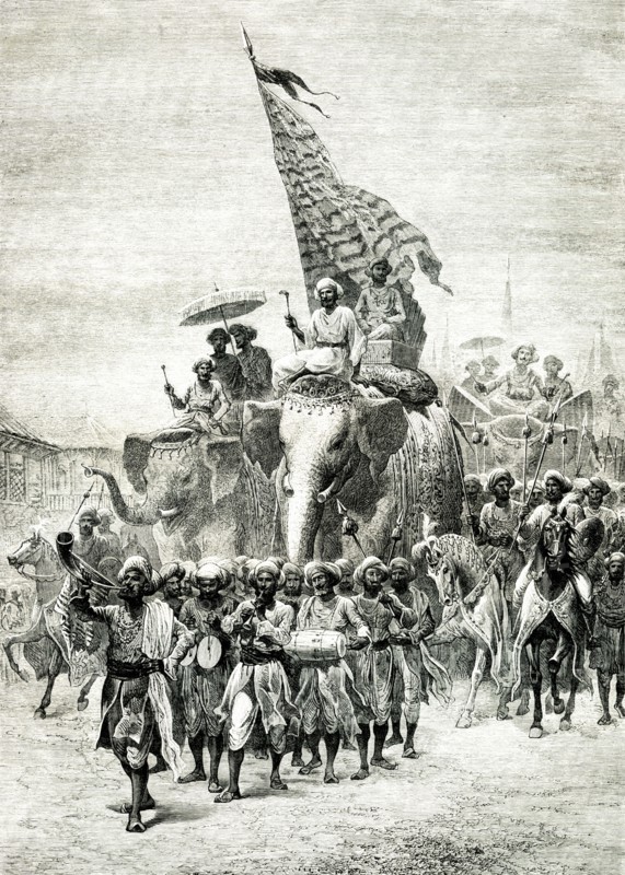 Procession militaire royale (Sowari) en Inde