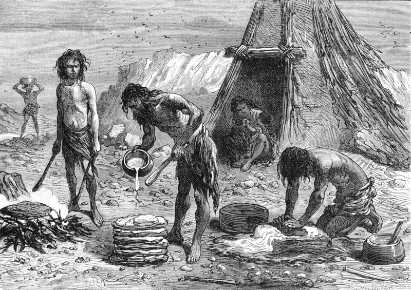 L'homme primitif fabrique le pain