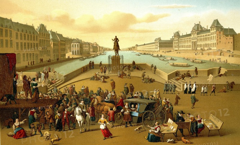 Le Pont Neuf au milieu du 17ème siècle, PARIS