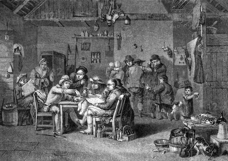 Les politiciens du village d'après David Wilkie, Angleterre