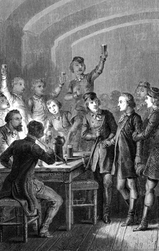 Réception d'un étudiant allemand en 1865