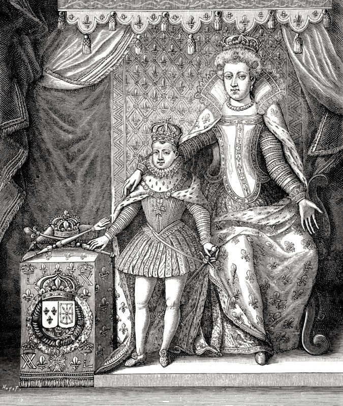 Marie de Médicis,régente et son fils Louis XIII