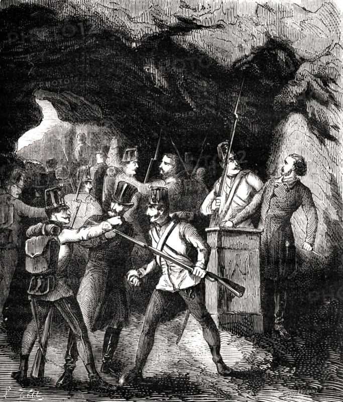 Arrestation des Carbonari dans les grottes